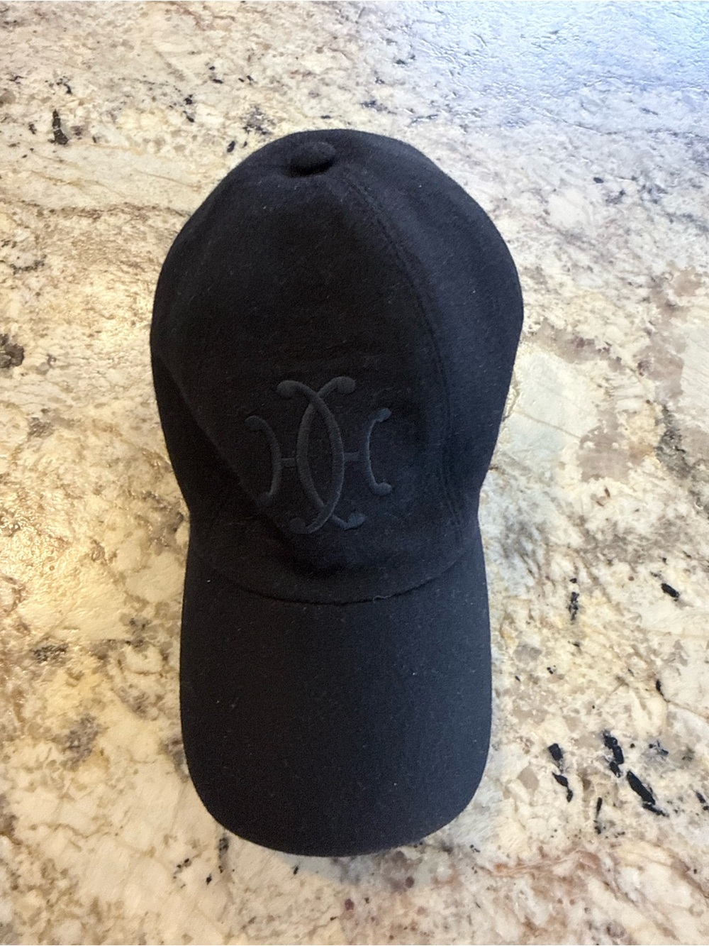 Hermes Black Cap with Bright Blue Interior